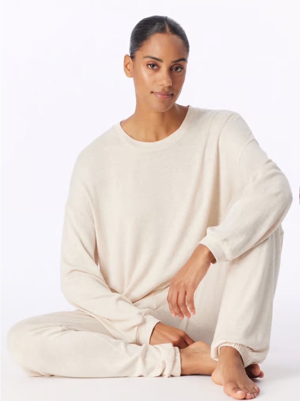 Women's Luxe Crewneck Pajama Set - Cream